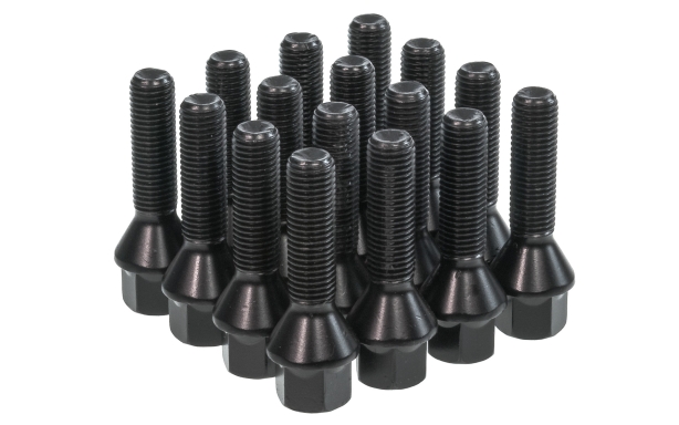 16 x S2 / S3 Black Wheel Bolts 35mm Thread Image