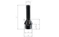 16 x S2 / S3 Black Wheel Bolts 35mm Thread Image